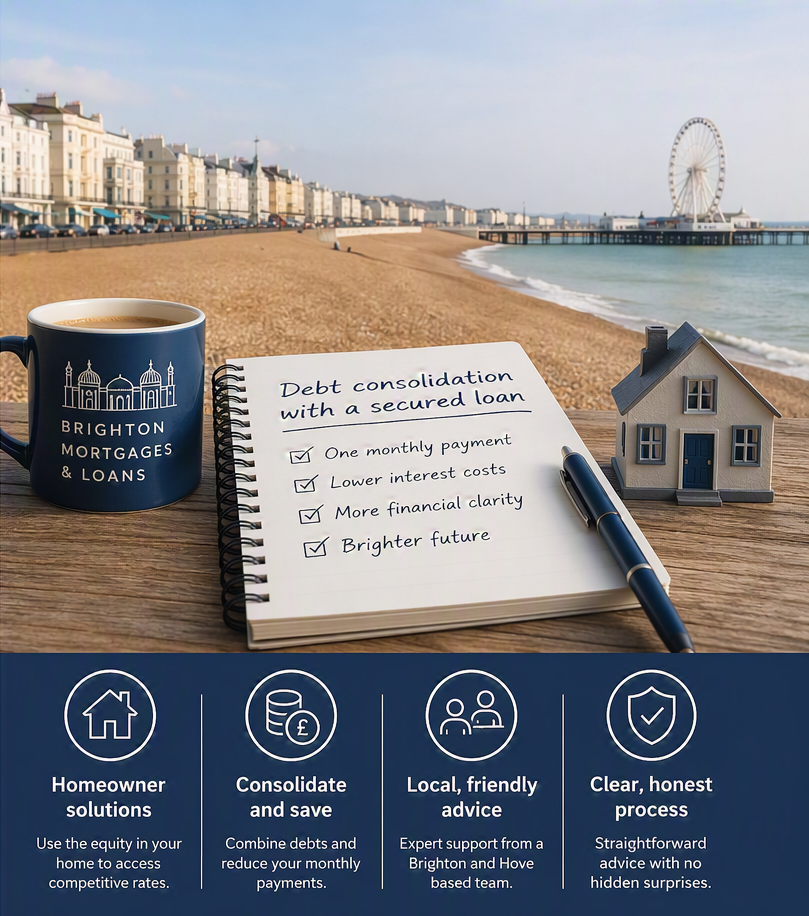 Secured loans for debt consolidation in Brighton and Hove